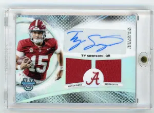 2025 Bowman University Ty Simpson Dual Relic Autograph Bowman's Best front
