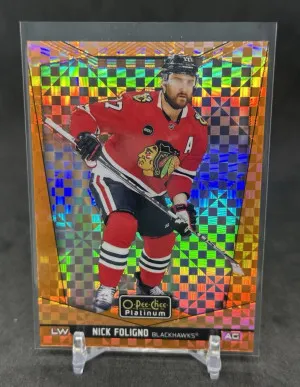 Nick Foligno 2024-25 UD O-Pee-Chee Platinum Orange Checkers /25 #130 Blackhawks front