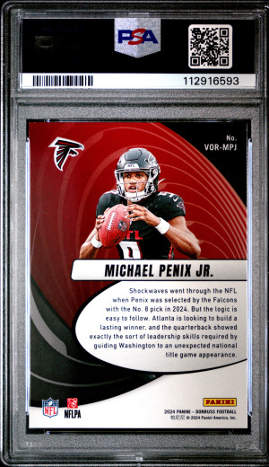 2024 Panini Donruss Vortex Michael Penix JR. #VORMPJ Rookie PSA 9 back