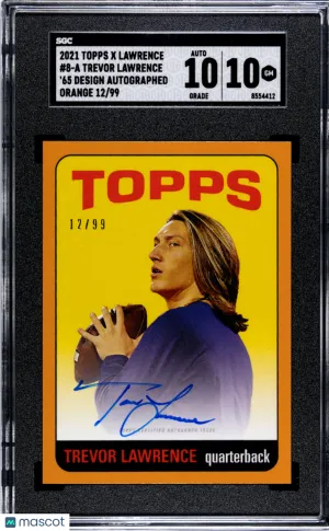 2021 Topps X Lawrence Trevor Lawrence #8-A '65 Design Autograph Orange Rookie SGC 10 Auto 10 front
