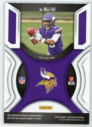 2025 Certified Tai Felton New Generation Jersey Mirror Purple /399 back