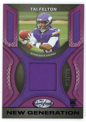 2025 Certified Tai Felton New Generation Jersey Mirror Purple /399 front
