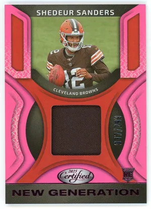 2025 Certified Shedeur Sanders New Generation Jersey Mirror Pink /299 front