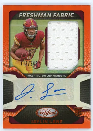 2025 Certified Jaylin Lane Freshman Fabric Mirror Signatures Orange /249 front