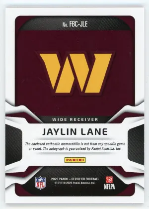 2025 Certified Jaylin Lane Freshman Fabric Mirror Signatures Orange /249 back