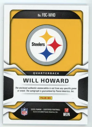 2025 Certified Will Howard Freshman Fabric Mirror Signatures 210/299 back