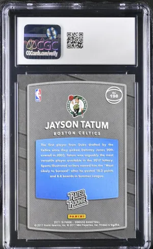 CGC 10 - 2017-18 Donruss Rated Rookie #198 Jayson Tatum RC Boston Celtics back
