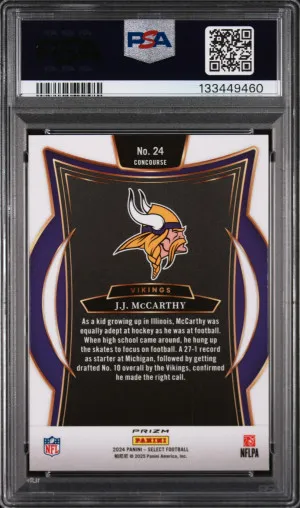 2024 Panini Select Jj Mccarthy Red & Yellow Shock back
