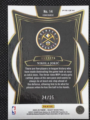 2024-25 Panini Select NIKOLA JOKIC Nuggets Tye-Dye SP /25 #14 back