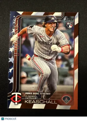 Luke Keaschall 💥/76 Independence Day 🦅2025 Topps Update Low # 06/75 RC Twins front