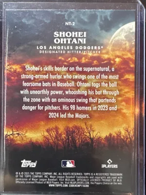 2025 Topps Update Series - Night Terrors Shohei Ohtani #NT-2 Pink Foil back