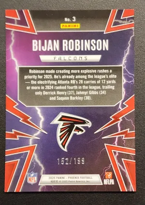 2025 Panini Phoenix Holiday Thunderbirds Bijan Robinson #152/199 back