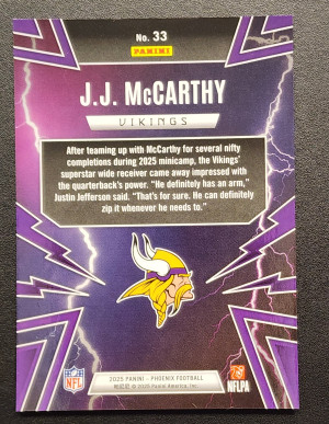 2025 Panini Phoenix Thunderbirds JJ MCCARTHY back