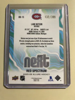 Lane Hutson 25-26 Allure Hues Next Red Spectrum /399 back