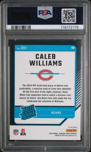 2024 Panini Donruss Optic Caleb Williams Purple Shock back