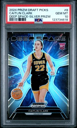 PSA 10  Caitlin Clark 2024 Panini Prizm Draft Picks Deep Space Silver Prizm front
