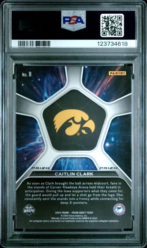 PSA 10  Caitlin Clark 2024 Panini Prizm Draft Picks Deep Space Silver Prizm back