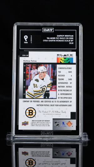 2023-24 Upper Deck Clear Cut Matthew Poitras #BDM-MP Blue /25 RC Auto TAG 9 back