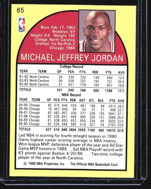 1990-91 NBA Hoops Michael Jordan #65 back