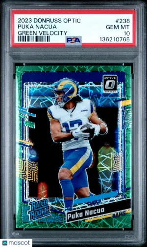 2023 Panini Donruss Optic Puka Nacua #238 Green Velocity PSA 10 front