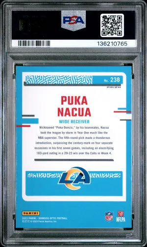 2023 Panini Donruss Optic Puka Nacua #238 Green Velocity PSA 10 back