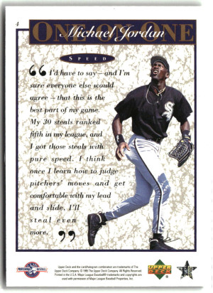1995 Upper Deck Minor League Michael Jordan #4 Michael Jordan One On One back