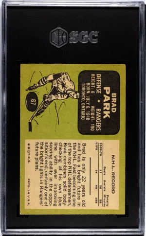 1970 Topps Brad Park #67 SGC 6 back