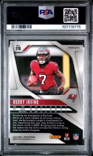 2024 Panini Prizm Bucky Irving Orange Psa 10 Ice back