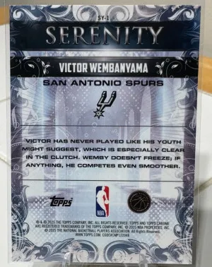2025-26 Topps Chrome SY-1 Victor Wembanyama Serenity back