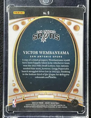 2023-24 Panini Select Basketball Victor Wembanyama RC #9 Wemby Rookie Card Spurs back