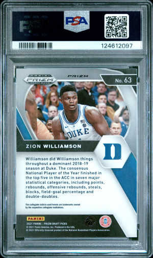 2021 Panini Prizm Draft Picks Zion Williamson Purple Wave Prizm back
