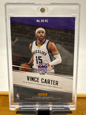 Vince Carter 2017 Hoops Hot Signatures Autograph! back