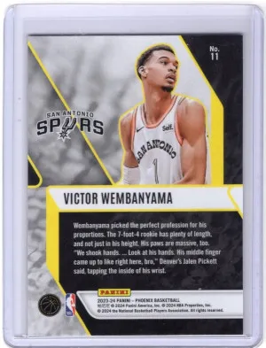 2023-24 Panini Phoenix - Fade To Black Victor Wembanyama #11 (RC) back