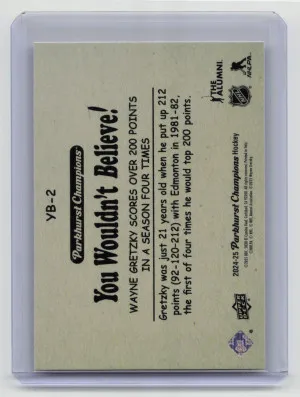 2024-25 Upper Deck Parkhurst Champions You Wouldn't Believe! Wayne Gretzky #YB-2 back