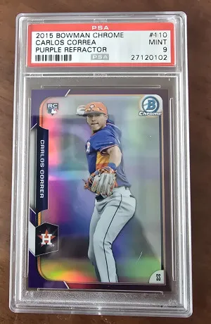 2015 Bowman Chrome Carlos Correa Purple Refractor front