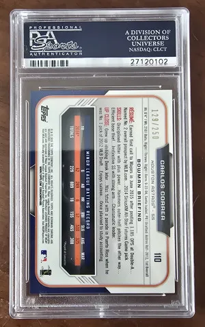 2015 Bowman Chrome Carlos Correa Purple Refractor back