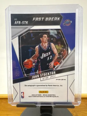 John Stockton Mosiac Fast Break 24-25 /25 Autograph back