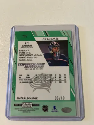 2023-24 OPC Platinum Emerald Surge Jet Greaves #06/10 back