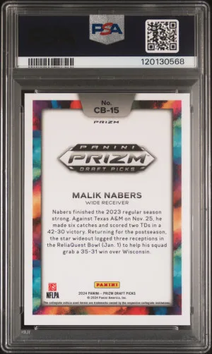 2024 Panini Prizm Draft Picks Black Color Blast Malik Nabers back