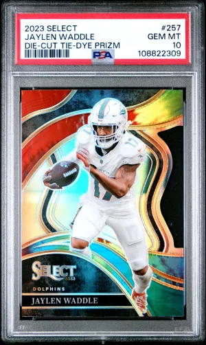 2023 Panini Select Jaylen Waddle Die-Cut Tie-Dye Prizm /25 front