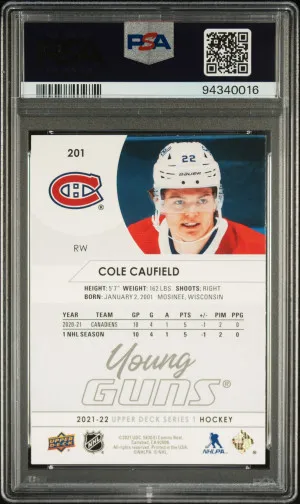2021-2022 Upper Deck Cole Caufield back