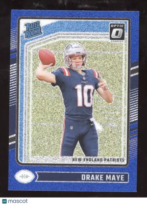 2024 Panini Donruss Optic Drake Maye #229 Blue Glitter front