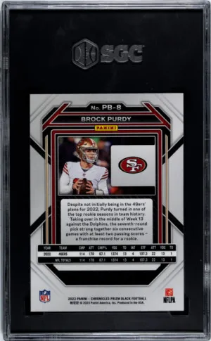 2022 Panini Chronicles Brock Purdy SGC 10 back