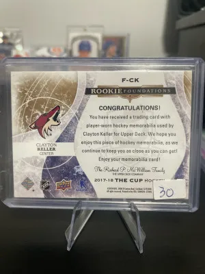 Clayton Keller Rookie Foundation Quad Patch /49 back