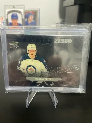 2017-18 UD Black Nikolai Ehlers Obsidian Scripts Rookie /25 front