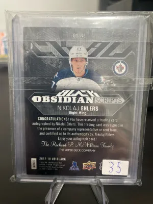 2017-18 UD Black Nikolai Ehlers Obsidian Scripts Rookie /25 back