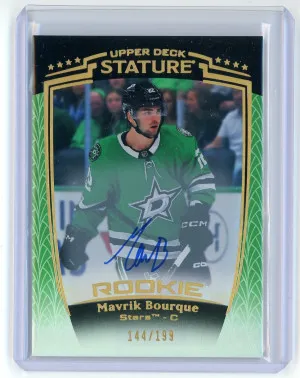 2024-25 Upper Deck Stature Mavrik Bourque Rookie Autograph Green /199 #46 front