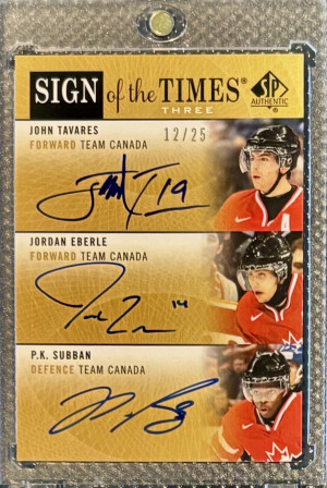 2012 SP Authentic Sign Of The Times Three AUTO John Tavares /Eberle/ Subban /25 front