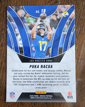 2025 Panini Mosaic Puka Nacua Elevate Orange Fluescent back