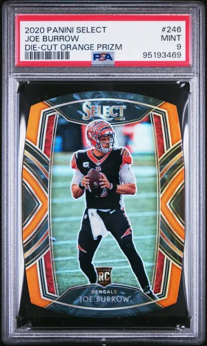 2020 Panini Select Joe Burrow Die-Cut Orange Prizm front